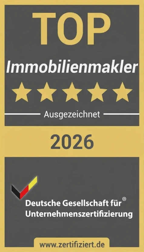Auszeichnung TOP Immobilienmakler 2026 - Deutsche Gesellschaft für Unternehmenszertifizierung